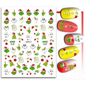 💌 BO/GO$6 Grinch Christmas Nail Stickers